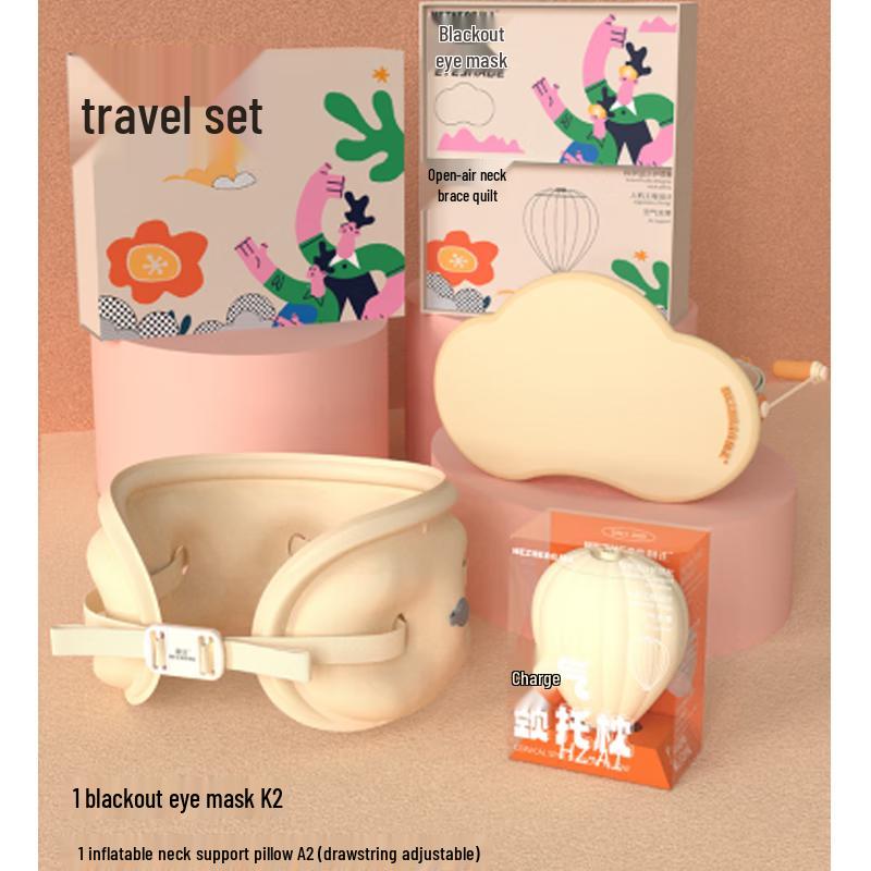 

Portable Travel Comfort Set with Eye Mask & Inflatable Neck Pillow