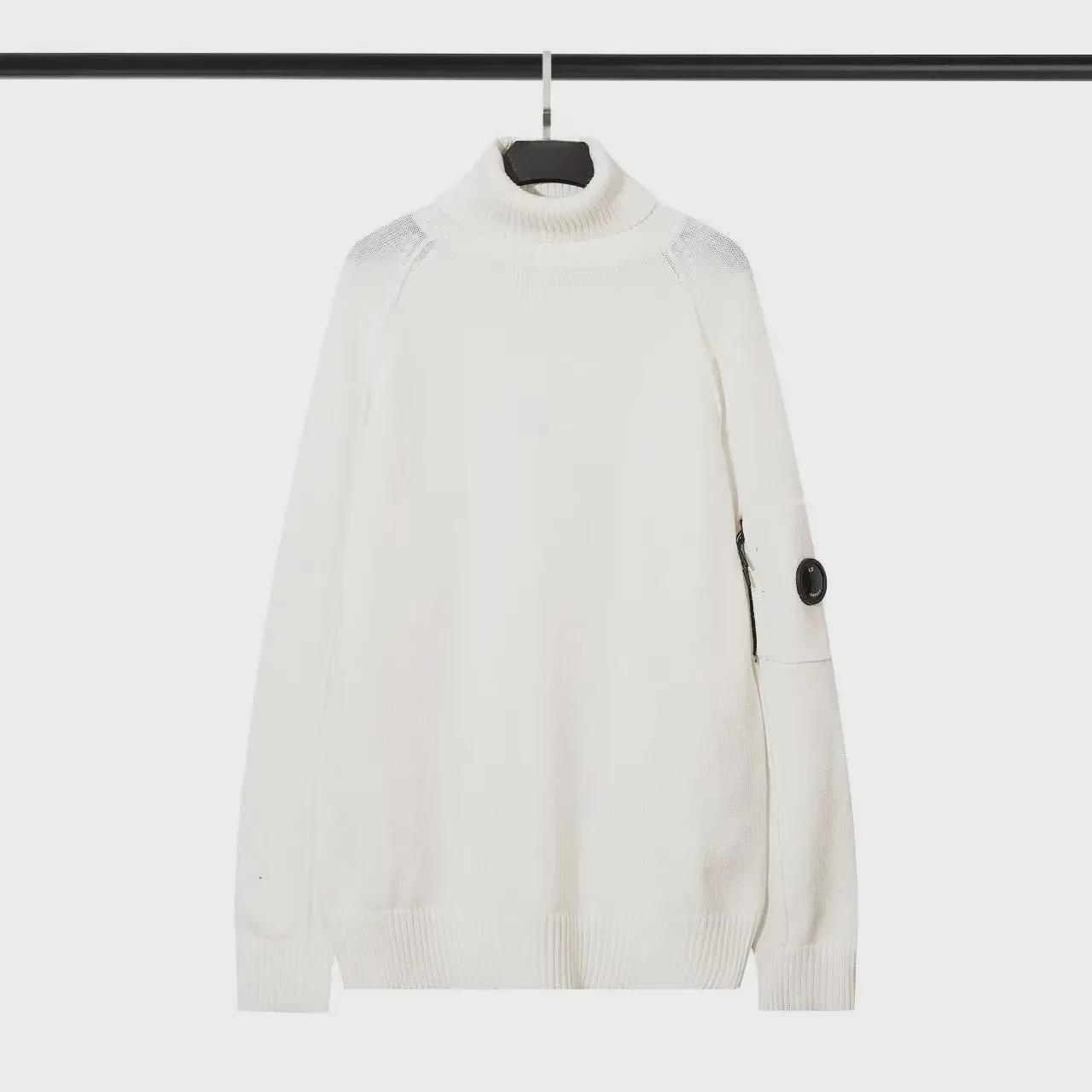 

Европейский и американский мужской трикотажный свитер-пуловер с воротником-стойкой и полумолнией на осень/зиму M белый