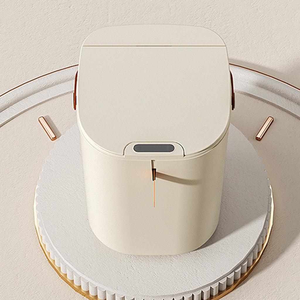 20L Sensor Mülleimer mit Griff ABS Automatische Induktion Berührungsloser Mülleimer für Badezimmer Cremefarben