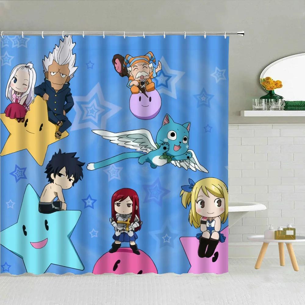 

Fairy Tail Коралловые шторки для ванной для душа Складная перегородка Аксессуары для занавески для ванны Спальни Водонепроницаемая ткань. 90x180cm