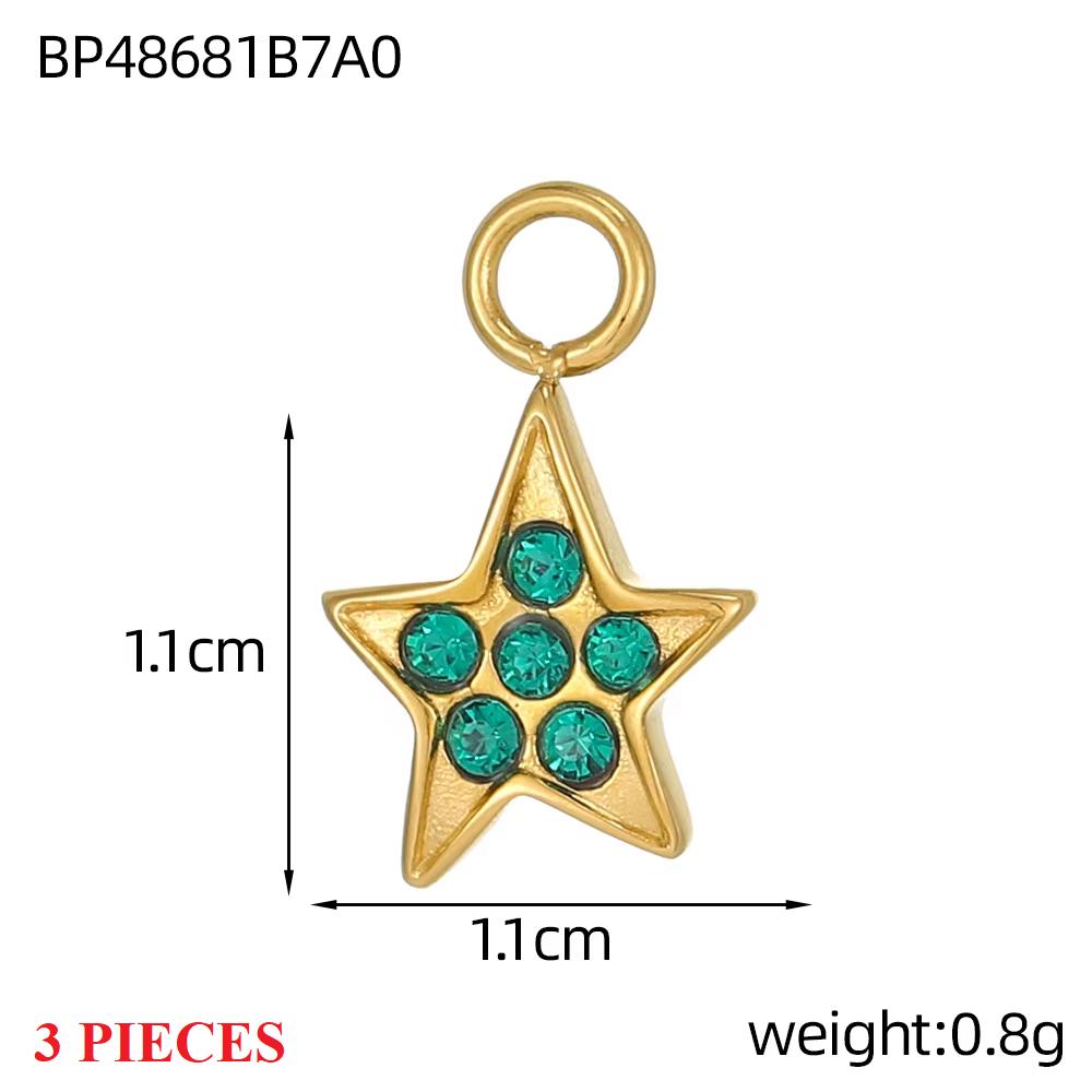 3PCS/LOT CARLIDANA Gold Plated Stainless Steel Colorful Star Pendants Charms for DIY Jewelry Making Necklace Earrings