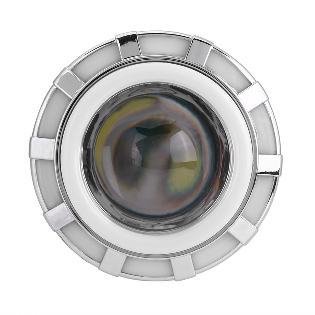 Motorcycle LED Headlight Projector Lens Dual Angel & Devil Eye Round BlueRed