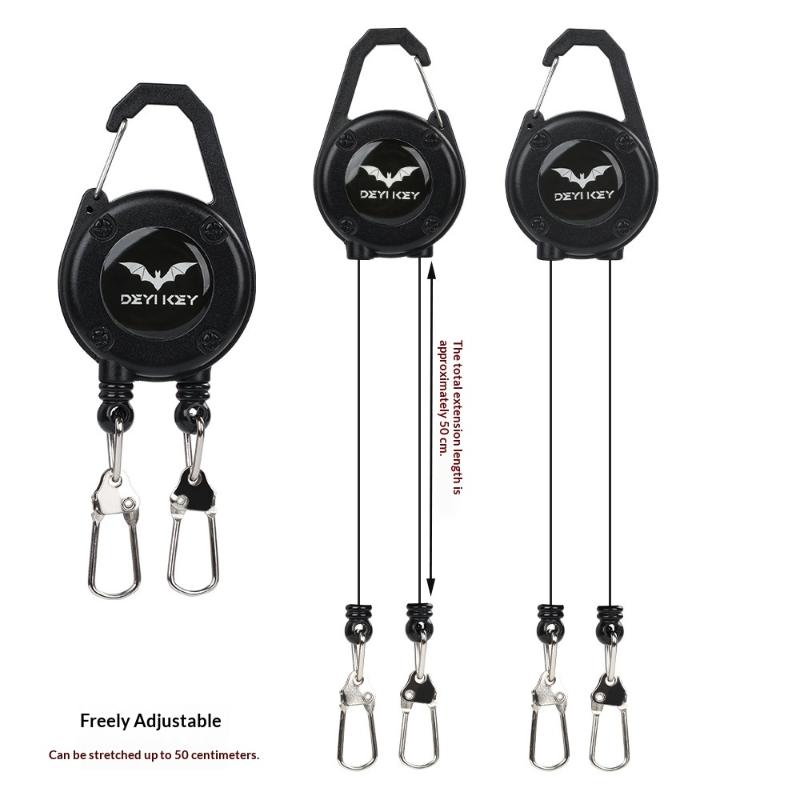 1/2Pcs Retractable Badge Holders Double-Headed Retractable Belt Clip Lanyard Badge Holder Pull Reel With Steel Cord For Fishing