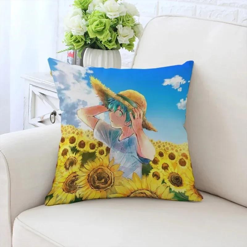 Față de pernă decorativă de lux pentru casă, pentru mașină, sufragerie, canapea, cu model Fata cu floarea-soarelui