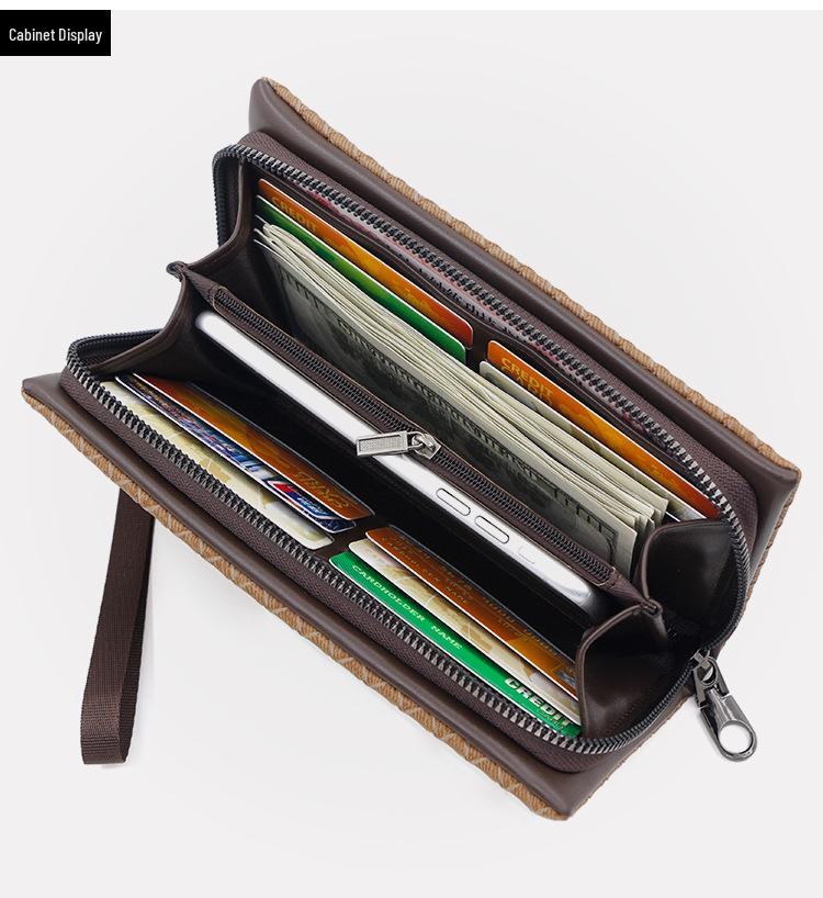 Men's Woven Pattern Clutch Wallet - Large Capacity Multifunctional Handheld Organizer with Multi-Card Slots