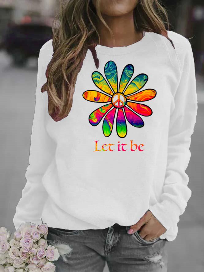 Sunflower Print Women's Round Neck Hoodie