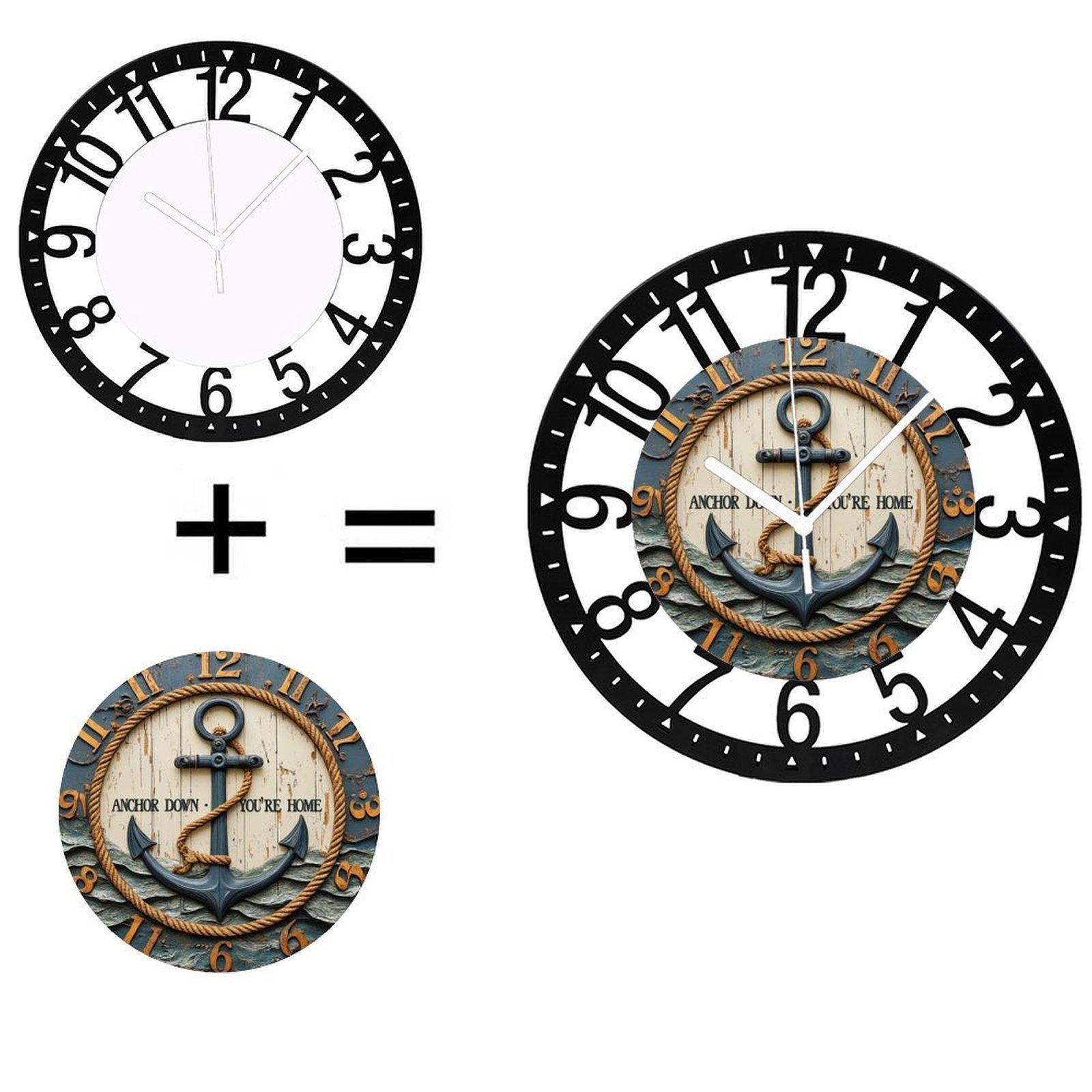 Premium 25cm Circular Iron Wall Clock for High-End Decor (Black,10 inch(25.40cm))