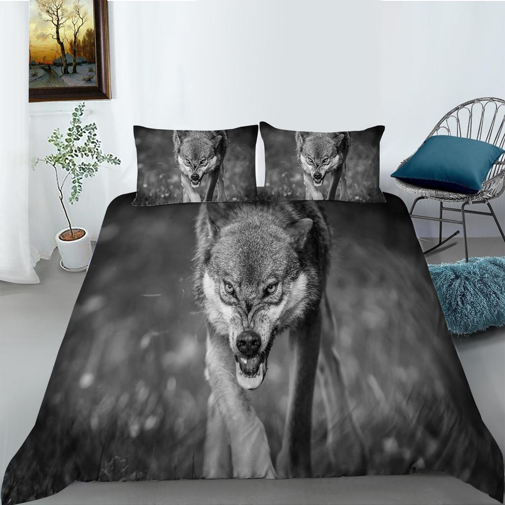 Polyester Bedding Two Or Three-Piece Wolf 3D Digital Printing