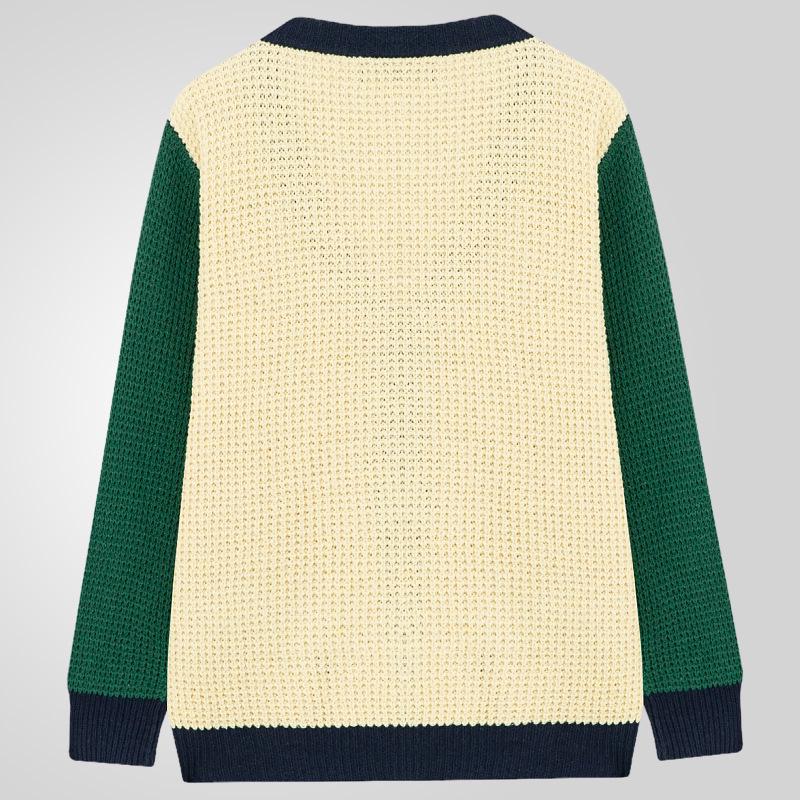 Gilet Cardigan Color Block pour Jeune Homme - Tricot Laine Épais pour l'Automne et l'Hiver (SY0193)