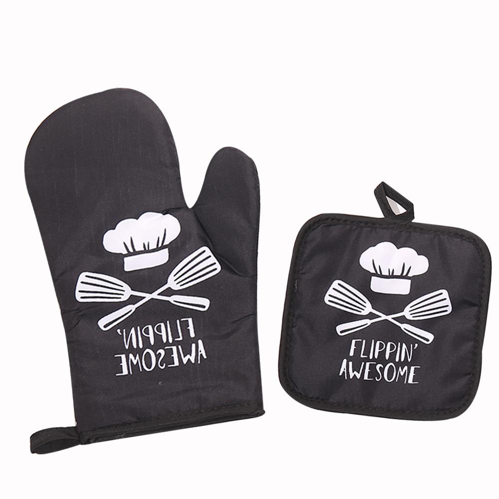 Piece Cute Non-slip Black Gray Cotton Fashion Nordic Kitchen Cooking Microwave Gloves Baking BBQ Potholders Oven Mitts