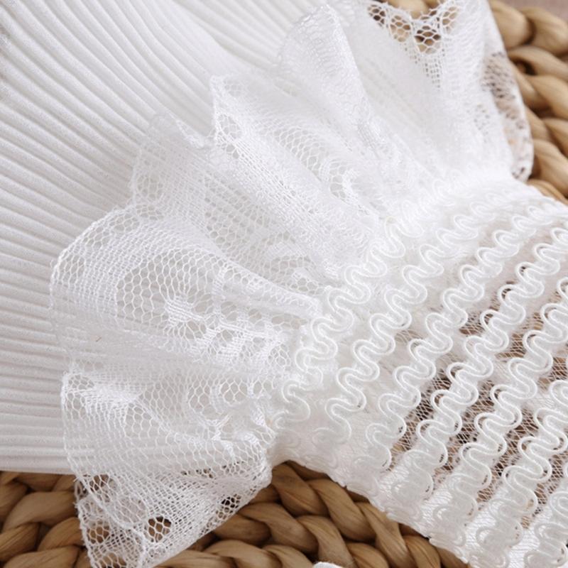 Removable Shirt Pleated Flared Sleeve False Cuffs White Color Pleated Wristband Decorative Women Clothing Accessories