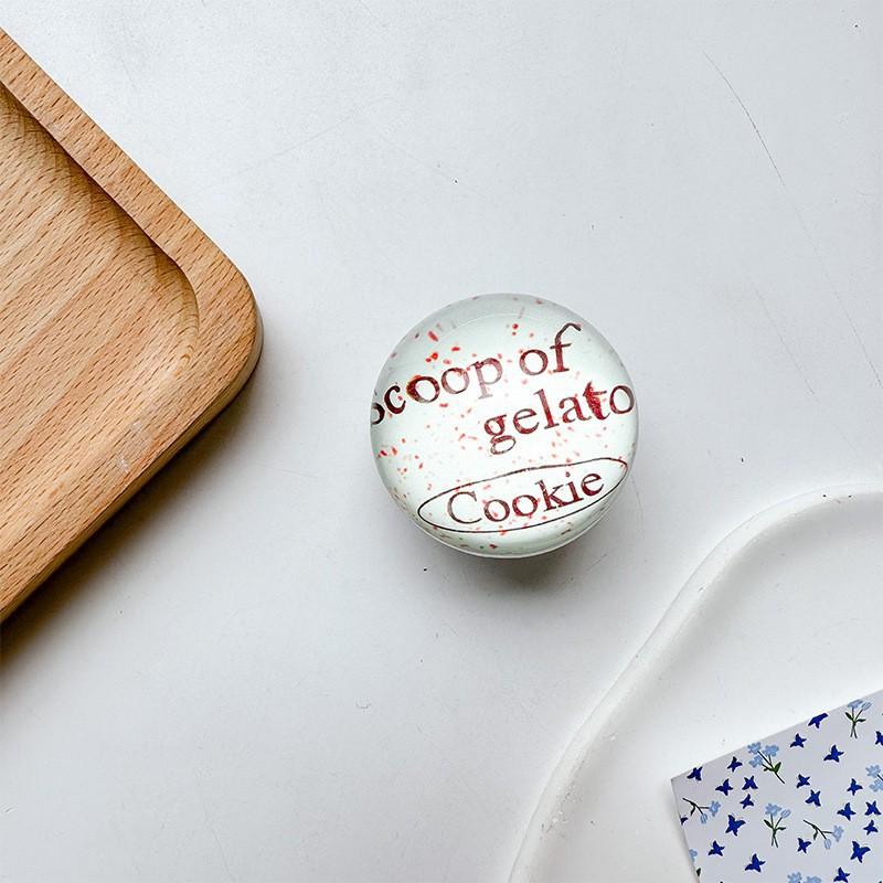 

Creative Glass Circular Small Heart Personalized English Mobile Phone Airbag Desktop Stand Adhesive Retractable Ins Style