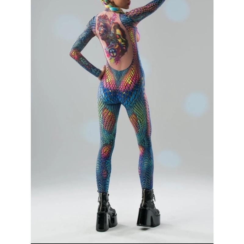 Unisex 3D Digital Colorful Snake Leopard Pattern Animal Printing Outfit Adults Halloween Party Role Play Cosplay Costume Carnival Jumpsuit