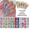 12 Grids Flat Bottom Mixed Nail Diamond 12 Color Nail Rhinestone Shiny Colorful Nail Gems Glass Stones Nail Charm