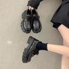 Height-increasing Loafers 2025 New Platform Muffin Shoes Women's Autumn British Style Patent Leather Small Leather Shoes Round Head Lace-up Single Sho