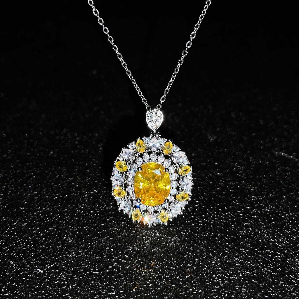 Boho Style copper Color Zircon Sets For Female Yellow Zircon Full Stone Necklace Ring Earrings Bridal Wedding Banquet Accessory