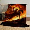 1pc Castle Fire Horse  - Throw Blanket, Soft, Flannel Blankets, Living Room,  All Seasons Use-1021157