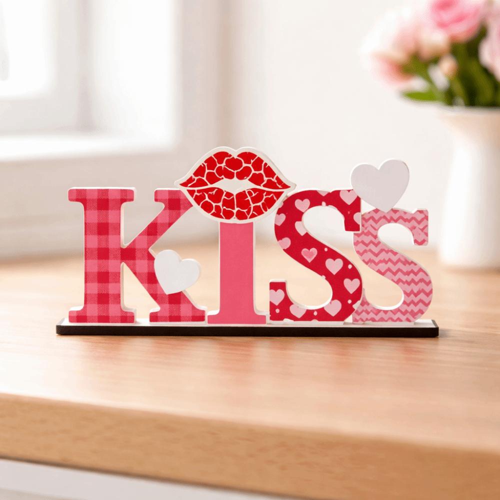 LOVE KISS Love Wood Knot Ornament Wooden Art Craft Pink Red Valentine Day Wooden Decorations Hand-carved Lip Love Heart
