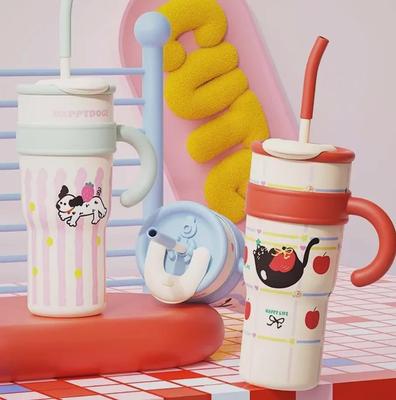 2024 Big Mac Large Capacity Thermos Cup with Straw - High Value, Office-Friendly, Stylish Ice Cup for Girls