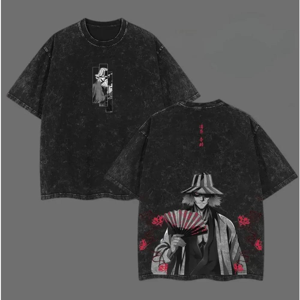 

Bleach Urahara Kisuke Printed Tee Men Women Retro Washed T-shirts Oversized Cotton T Shirt Short Sleeve Clothing Harajuku Tshirt XXL чёрный