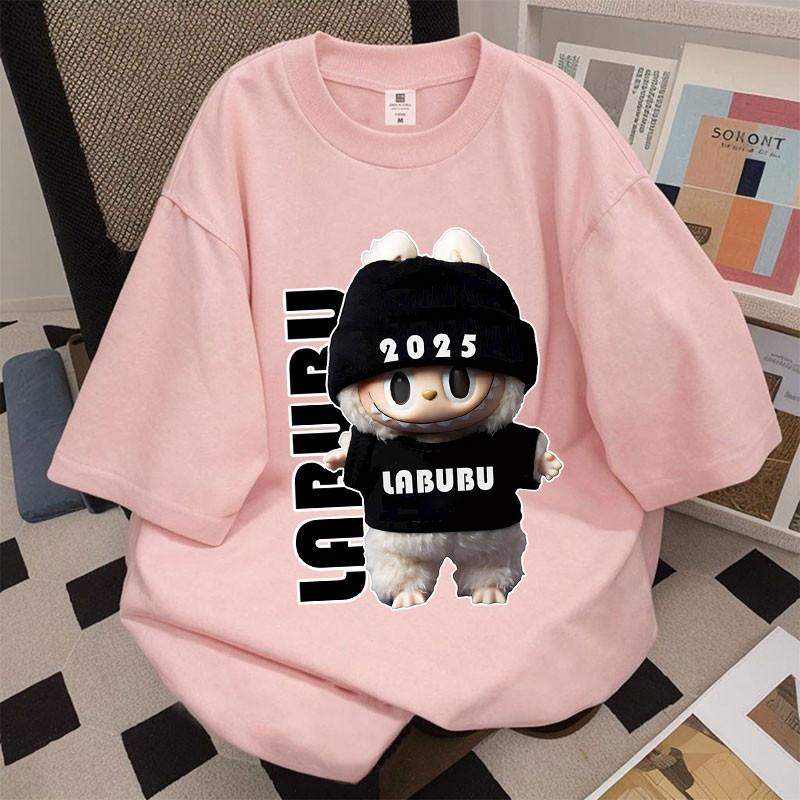 Maise STUDIO Kapas T-shirt Print Labubu Seiras Untuk Lelaki Dan Wanita