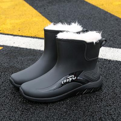 Fashion Winter Men's Rain Shoes Windproof Cotton Rain Boots Warm Fashion Slip On Fishing Shoes Outdoor Waterproof Work Boot Plus Size 44