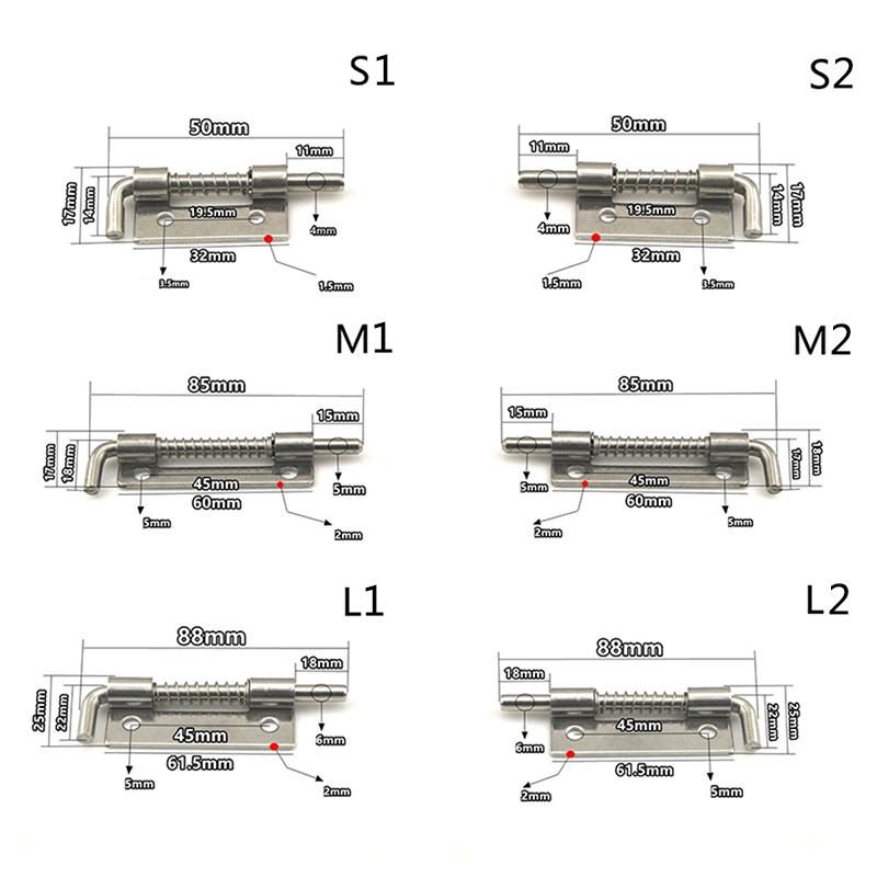 1Pc 304 Stainless Steel Loaded Hinge Security Spring Bolt Barrel Latch Hardware
