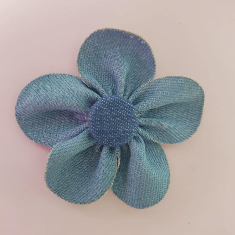 

1PC Headwear Accessories Crafts Supplies Sewing Applique DIY Flowers for Clothes Decoration Denim Cloth Blue