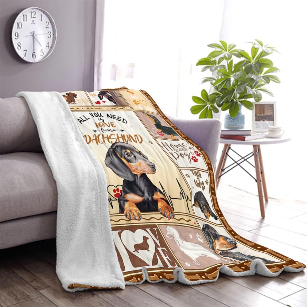 1pc Print Dachshund Weiner Dog Blanket Gifts for Dog Lovers Family Blankets Throw Home Sofa Lunch Break Student Nap Gifts