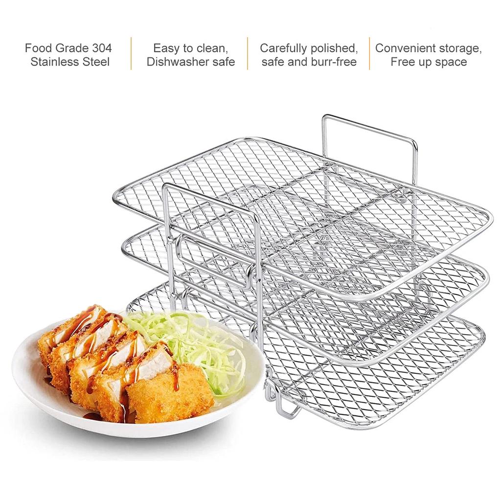 Air Fryer Rack Roasting Rack Compatible Most Air Fryer Air Fryer Accessories Stainless Steel Airfryer Rack Steamer Roasting Rack