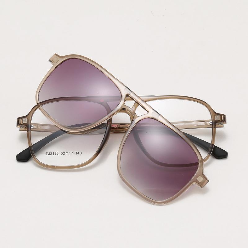 TR90 Magnetic Cover Glasses Double Beam 2-in-1 Men's Glasses Frame Polarized Sunglasses Optical Prescription Frame Women TJ2193