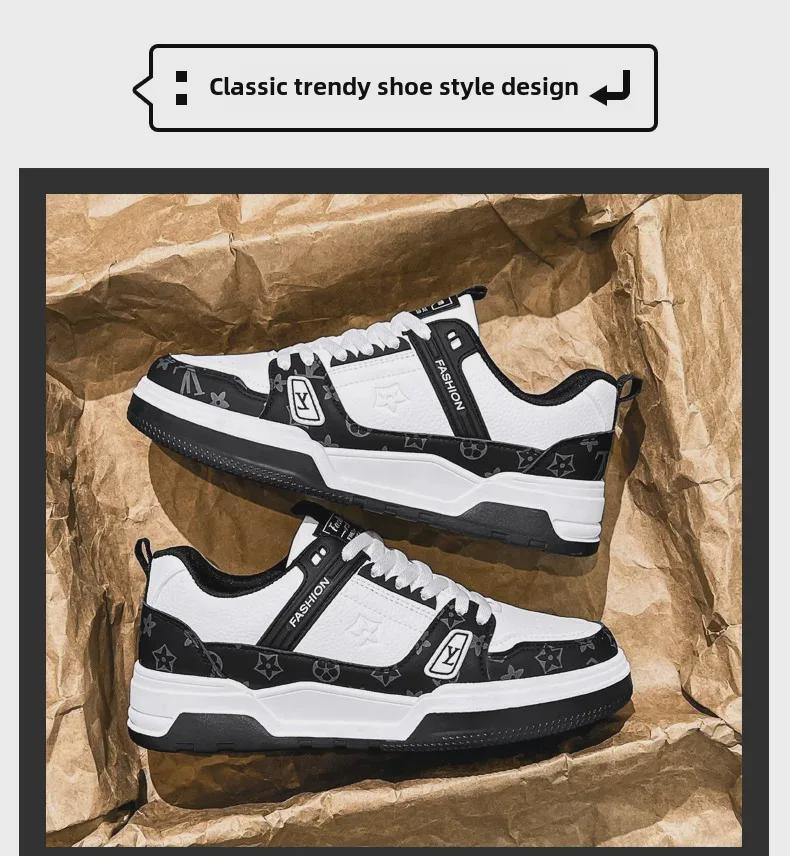 Men's Trendy White Thick-Soled Sneakers - Casual Sports Fashion Shoes