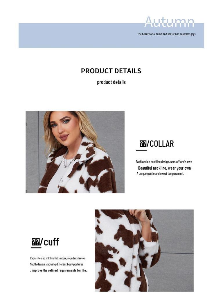 Damen Harajuku Kuhdruck Kunstfelljacke