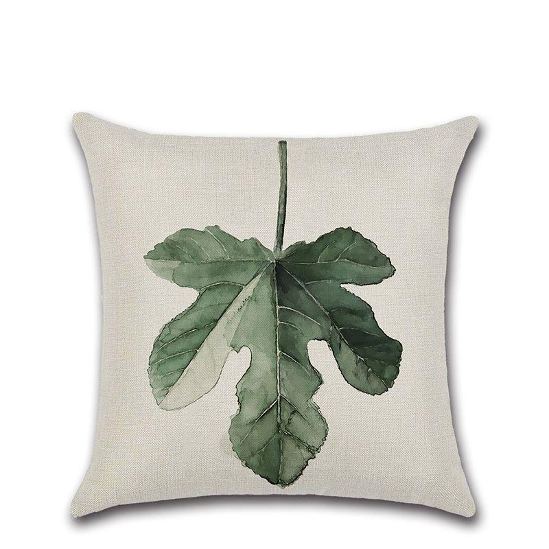 

Elegant Green Leaves Patterned Linen Pillow Case Decorative Cushion Cover 18 x18