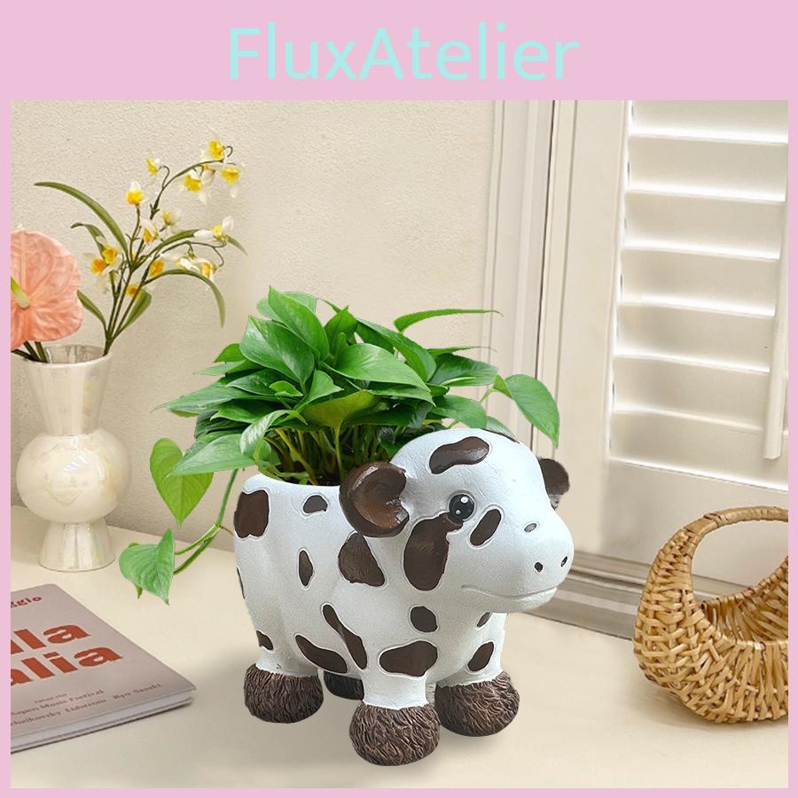 Adorable Modern Simple Cow Resin Succulent Planter Pot For Indoor And Outdoor Decor