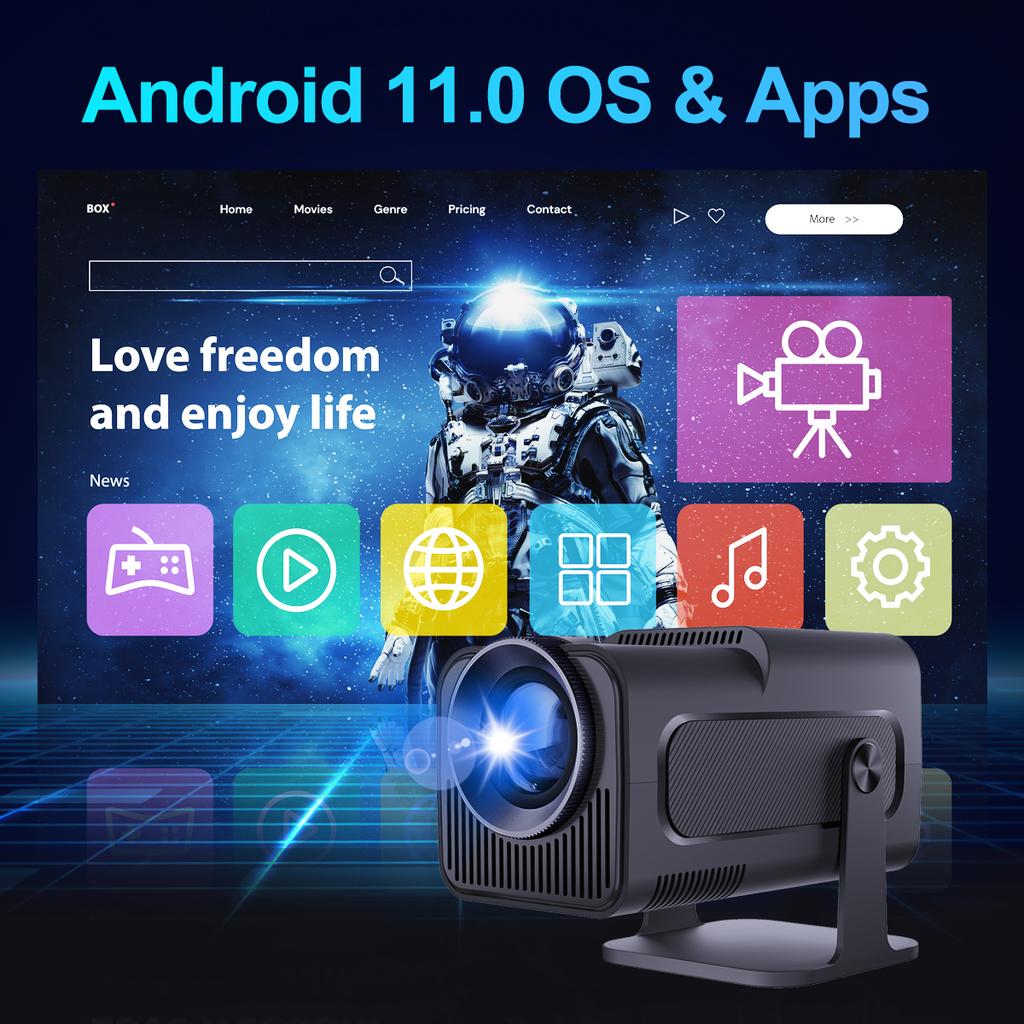 4K Native 1080P Android 11 Projector 390ANSI HY320 Dual Wifi6 BT5.0 Cinema Outdoor Portable Projetor Upgrated