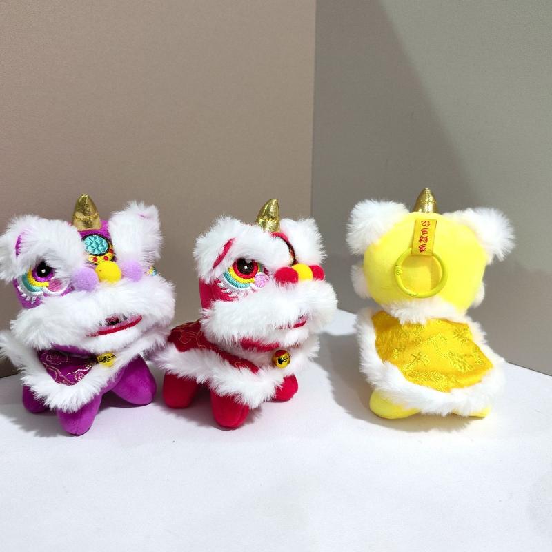 Cartoon Lion Dance Keychain Awakened Lion Year Of Horse Pendant Chinese Style Plush Toy Doll Chinese Bag Hanging New Year Gift