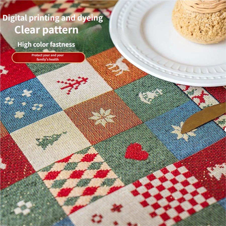 1PC Christmas Vintage Patchwork Table Runner, Thickened Cotton Linen, 200×35cm, Tablecloth with High Colorfastness, Festive Atmosphere