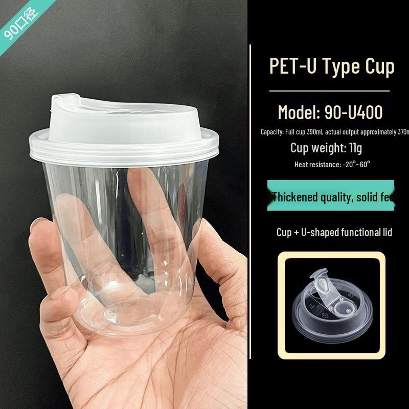 Disposable U-shaped Transparent Cups with Clear Lids