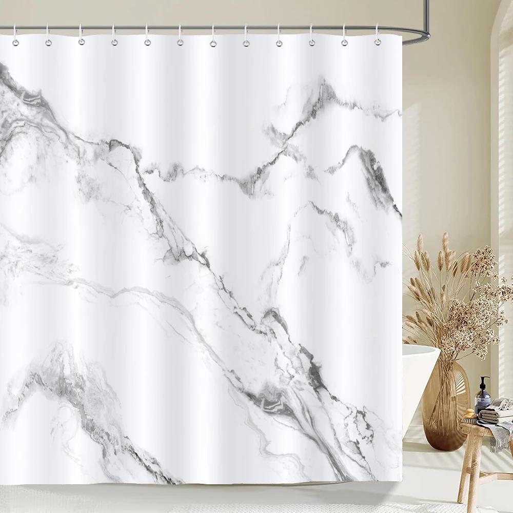 Marble Pattern Texture Shower Curtains Art Abstract Gradient Bathroom Waterproof Polyester Bath Curtain Home Decor with Hooks