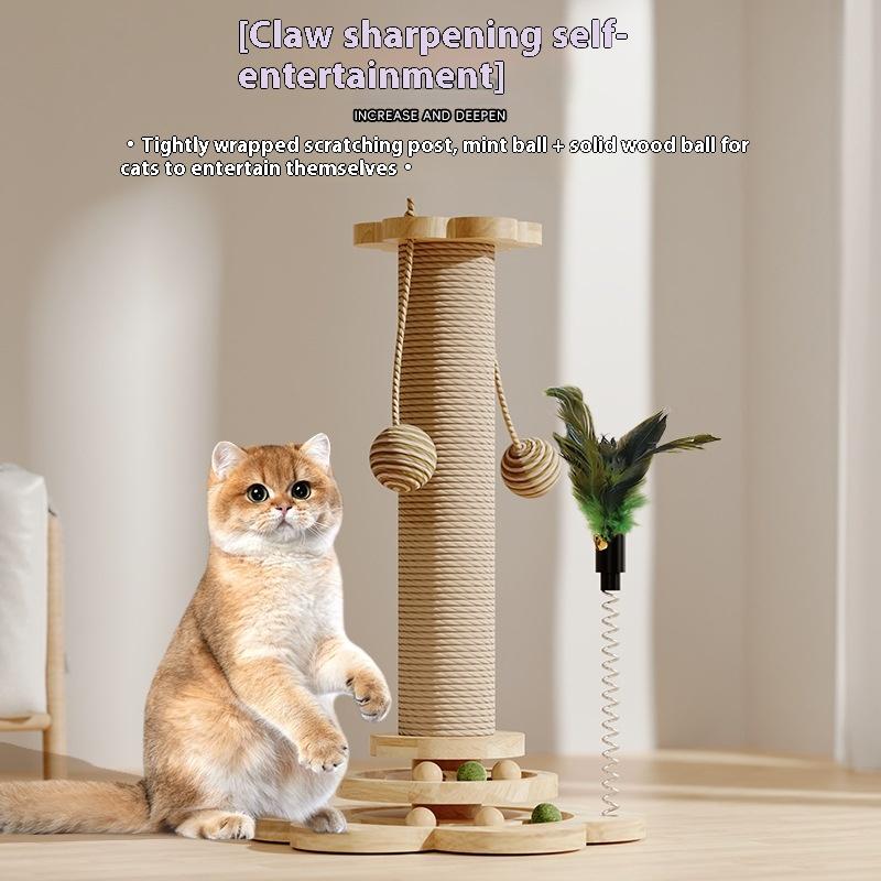 Tiragraffi 4 in 1 Giocattolo per Gatti Tiragraffi Naturale in Sisal Giocattoli Interattivi per Gatti