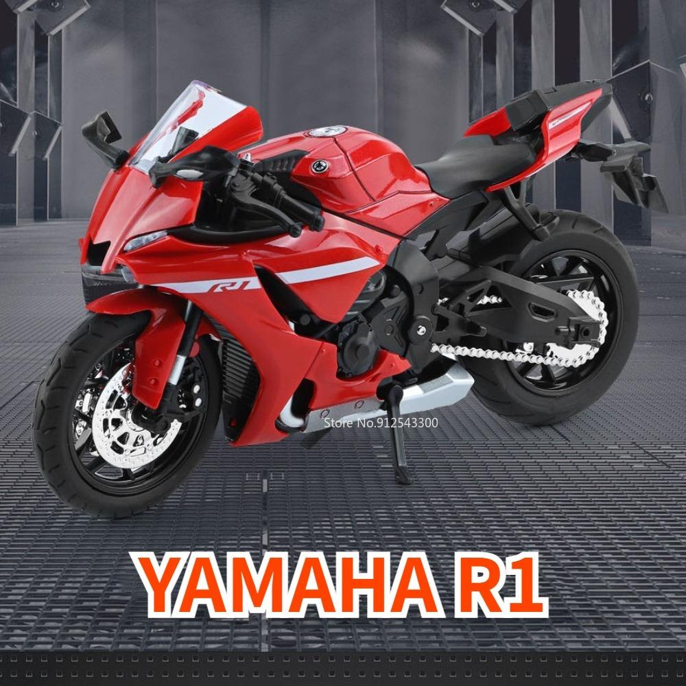 1/12 YAMAHA R1 Spielzeugmotorradmodell Legierung Diecast mit Sound Licht Gummireifen Maßstabsmodell Motorrad Spielzeug für Kinder Sammlung
