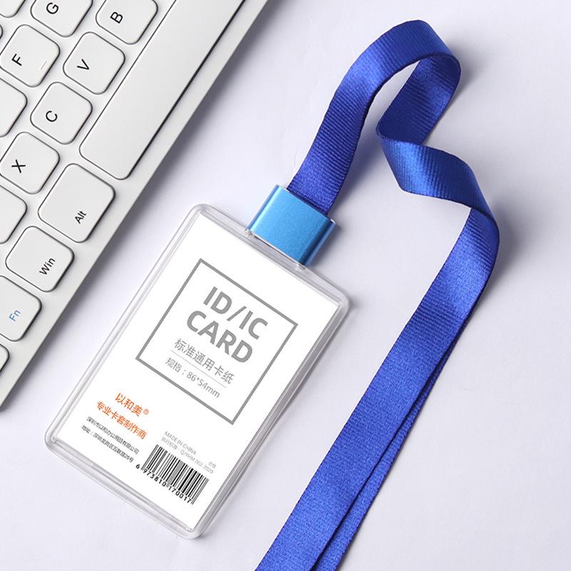 Custom Acrylic ID Card Holder with Lanyard - Employee Badge Holder, Transparent Work Pass Holder