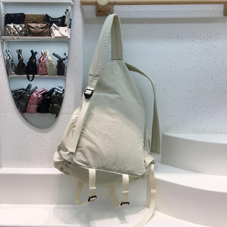 Lässiger Kordelzug Rucksack Damen Große Kapazität Mode High School Schüler Falten Schultasche Stofftasche Koreanischer Reise Rucksack Sac