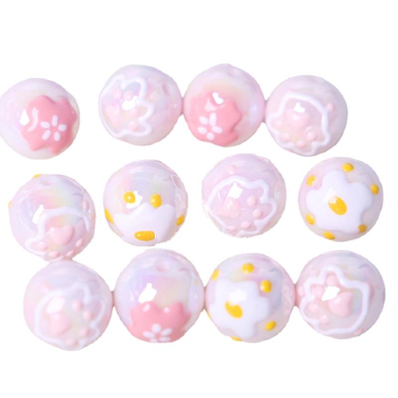 5шт милые прямые отверстия цветок мультфильм круглые бусины браслет материалы ручная — фото 4