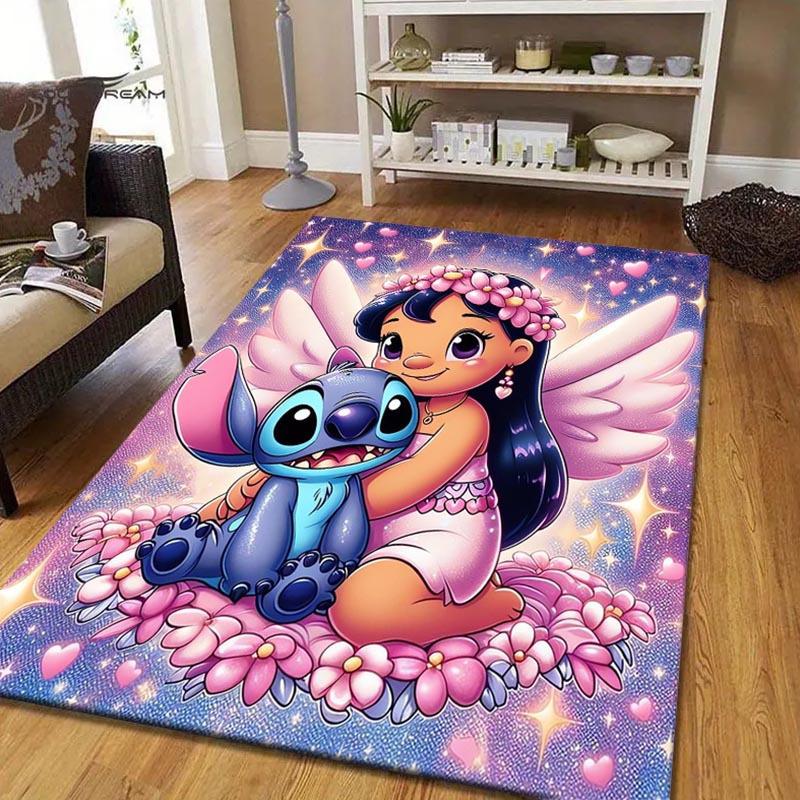 

1pc Lilo & Stitch Pattern Area Rug Soft Flannel Floor Mat for Living Room, edroom, Kitchen, Sofa Coffee Table Floor Mat, Machine Washable 60cm by 90cm