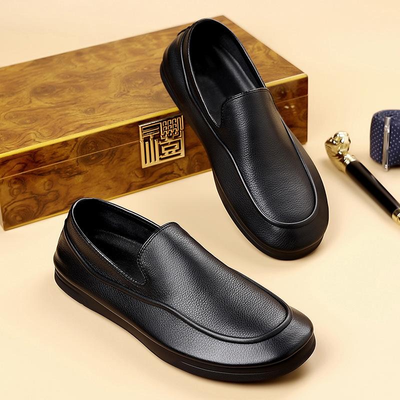 2025 summer new casual versatile leather shoes men's one-pedal soft-soled men's Doudou leather shoes first-layer cowhide men's shoes
