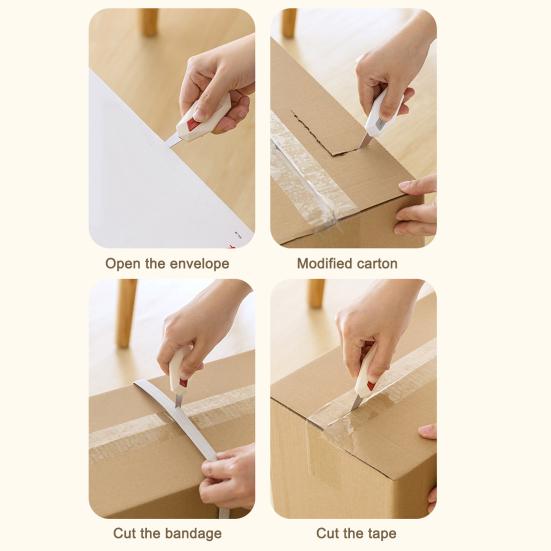 Box Cutter Auto-Retract Safety Blade Utility Knife Cardboard Magnetic Portable Tape Envelopes Cardboard Cutter Multi-Function Cutting