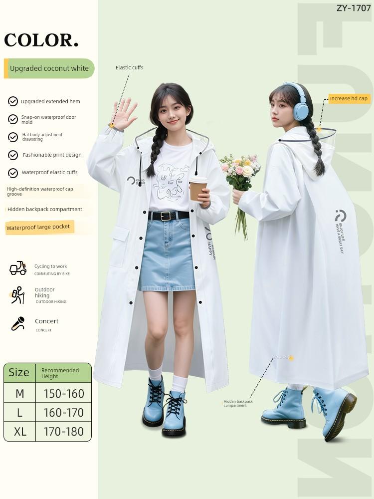 Long Raincoat for Electric Scooters, Full-Body Storm-Proof, Women's Style, Adult Outerwear, Single-Person, New Model, Electric Scooter