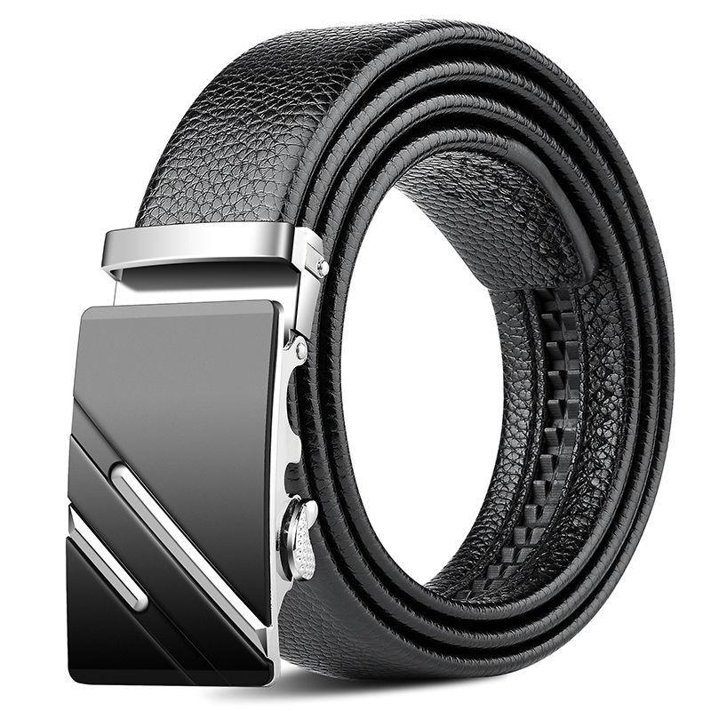 Men's Belt Genuine Leather Business Automatic Buckle Two-layer Cowhide Trendy Young Men's Trousers Belt